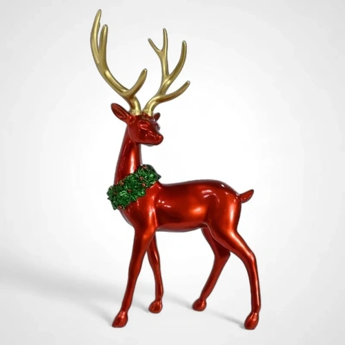 Deluxe Matte Red Reindeer Head Turned 