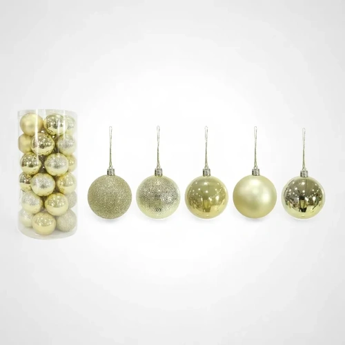 60mm Gold Baubles 30pk 