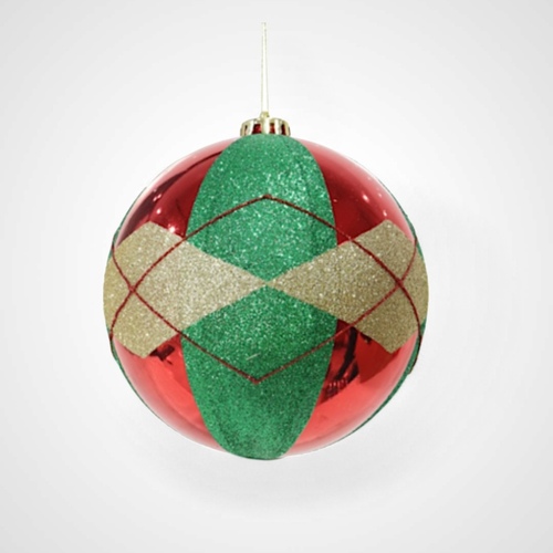 15cm Fancy Jumbo Baubles (Red Green Gold)