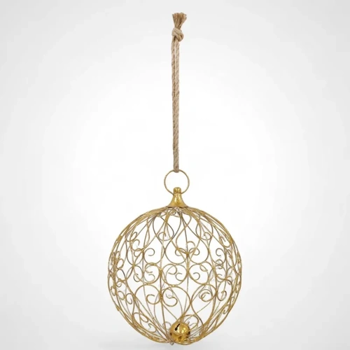 20cm Metallic Gold Wire Bauble