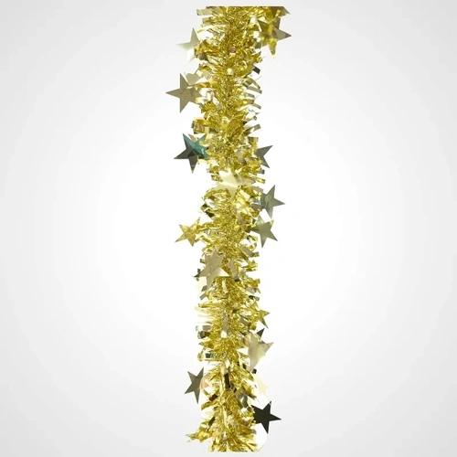 2m Gold DieCut Stars Tinsel  Wide