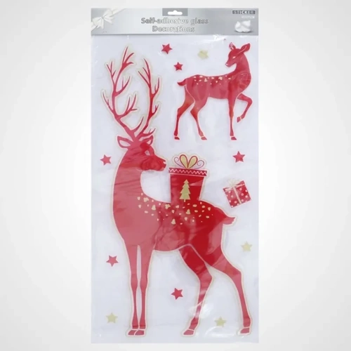 Giant Christmas Window Decal (Red Stag)