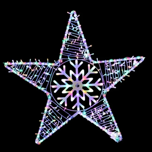 Multi Star with Flashing Snowflake Rope Light Motif