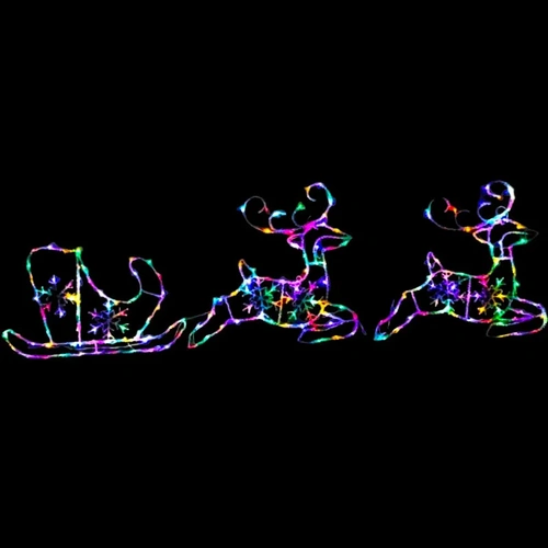 LED Acrylic Sleigh/Reindeer Flash Multi