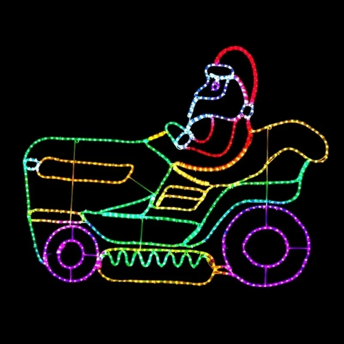 Santa on Ride on Mower Rope Light Motif