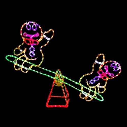 Gingerbread Figures Seesaw Rope Light Motif