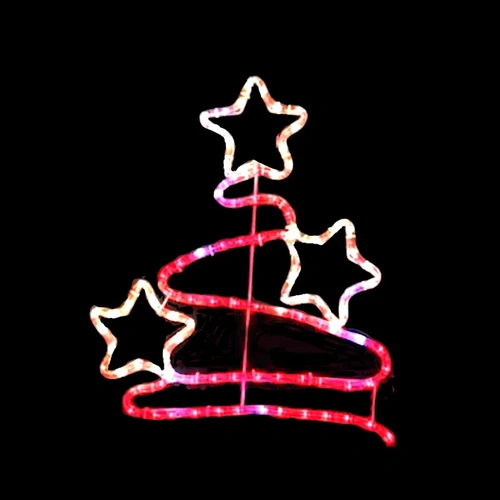 Red/warm white Zig Zag Star Tree Rope Light Motif