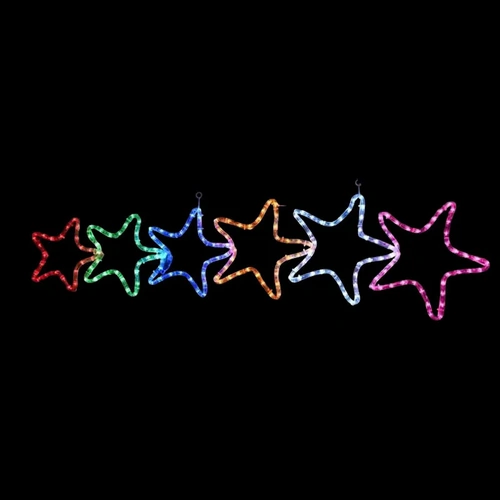 6 Coloured Stars Rope Light Motif