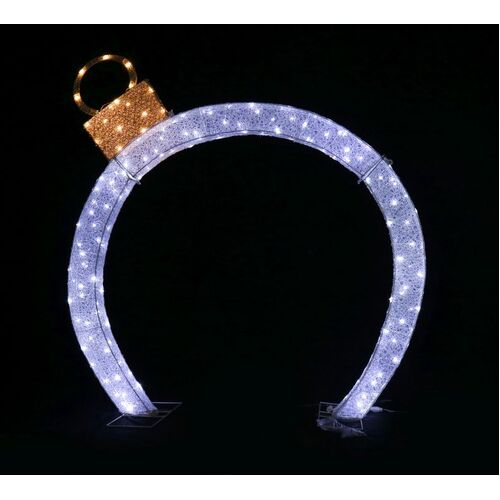 LED 125cm Glitter White Bauble Mini Arch - PREORDER