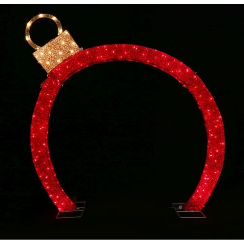 LED 125cm Glitter Red Bauble Mini Arch - PREORDER