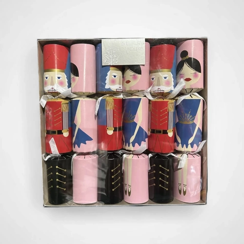 6 PK Pink Nutcracker Ballet Crackers