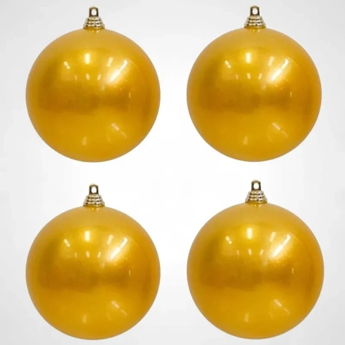 100mm Gold Baubles 4Pk 