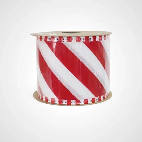 63mm Candy Ribbon 2.7m Candy Cane Stripe 