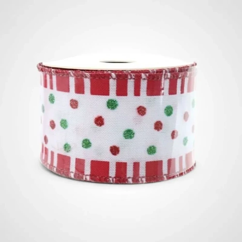 60mm Candycane Ribbon 2.7m(Dots) 