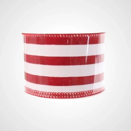 60mm Candycane Ribbon 2.7m(Red/White Striped)