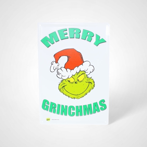 Metal Grinch Sign Merry Grinchmas 