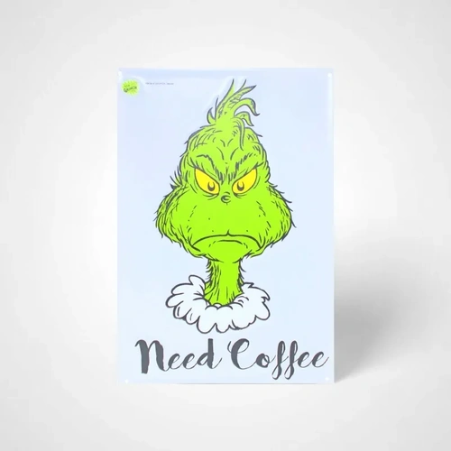 Metal Grinch Sign Need Coffee