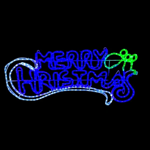 100cm Blue and White Merry Christmas Rope Light Motif 