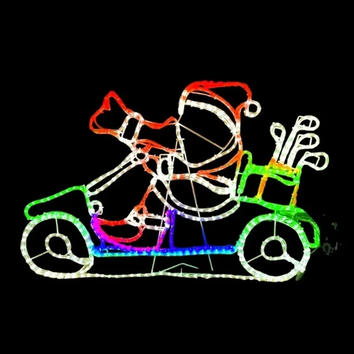 Santa in Golf Buggy Rope Light Motif 