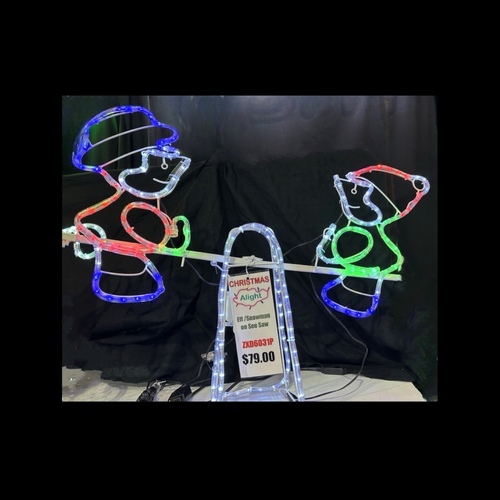 Elf/snowman on See-Saw Rope Light Motif - PREORDER