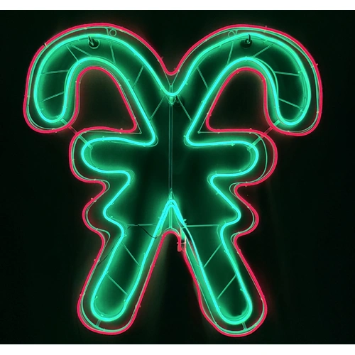 Neon Double Candy Canes Rope Light Motif 