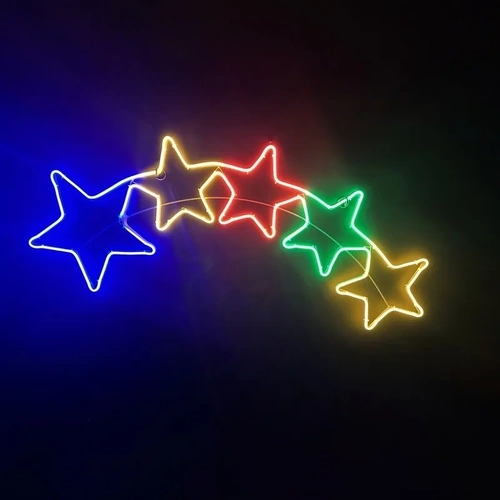 Multi Neon 5 Stars Rope Light Motif