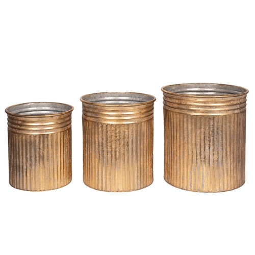 Set of 3 Gold Metal Pots